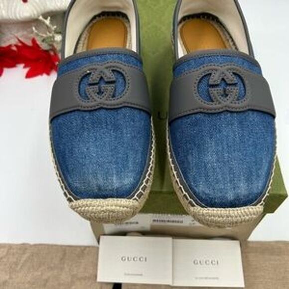 Gucci men's Denim and Gray interlocking G Espadrilles size 8 - Picture 12 of 15